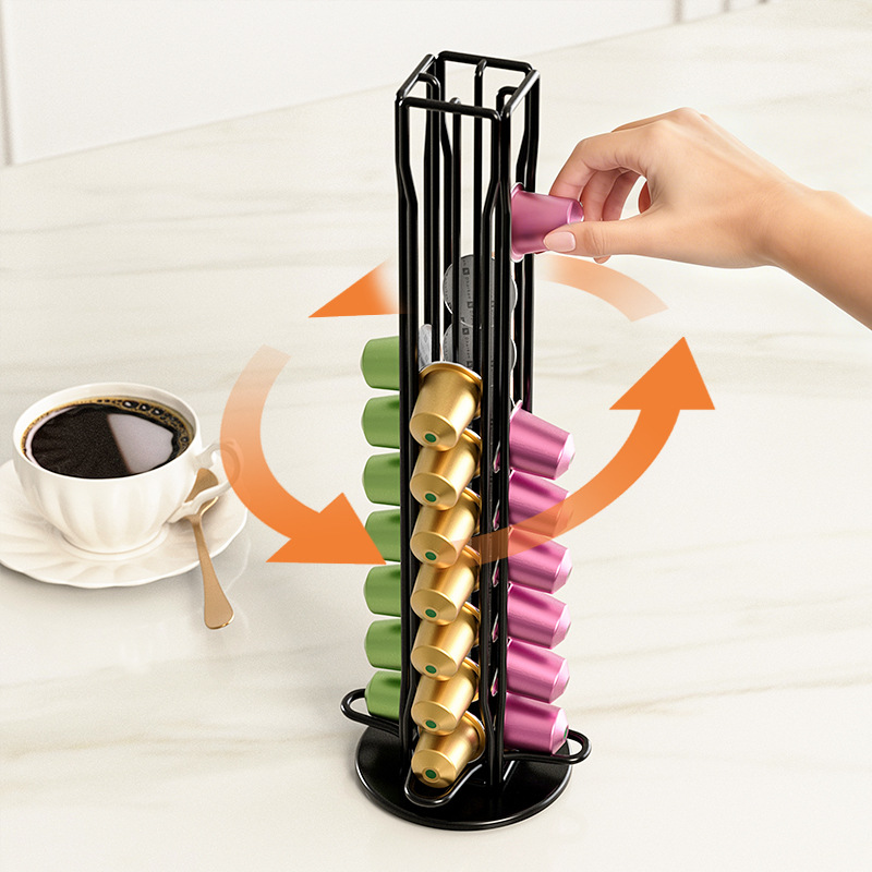 Coffee Capsule Holder - حامل كبسولات قهوة معدني دوار بسعة