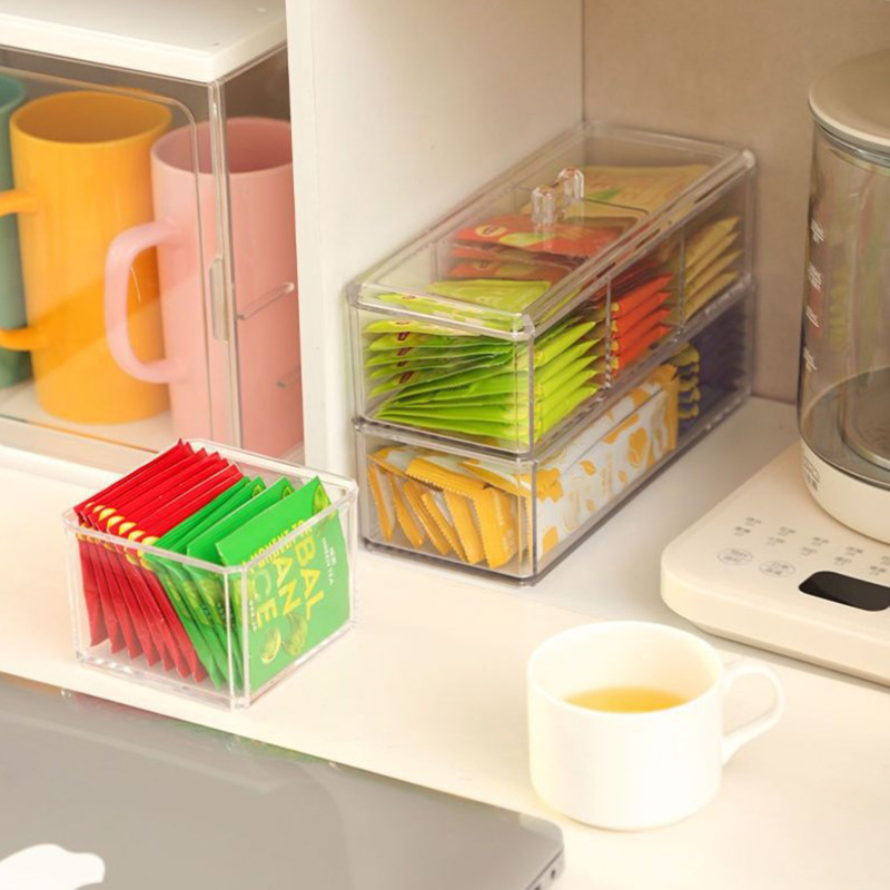 Coffee Tea Sugar Container Set - علب قمامة شفافة بغطاء ، منظم