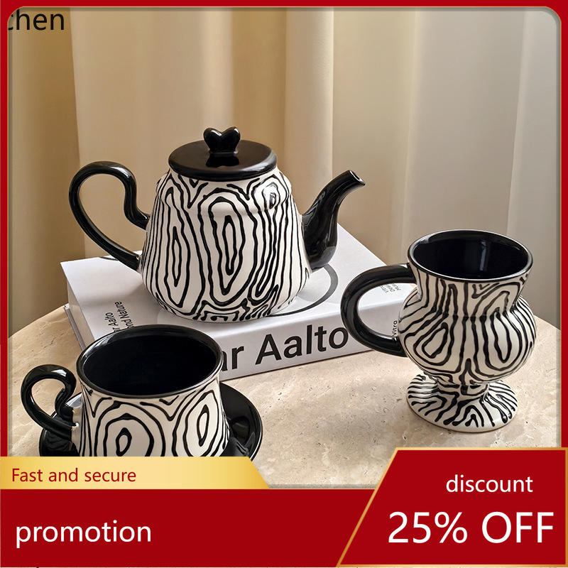 Coffee Tea Set - كوب قهوة مرسوم يدويًا على شكل