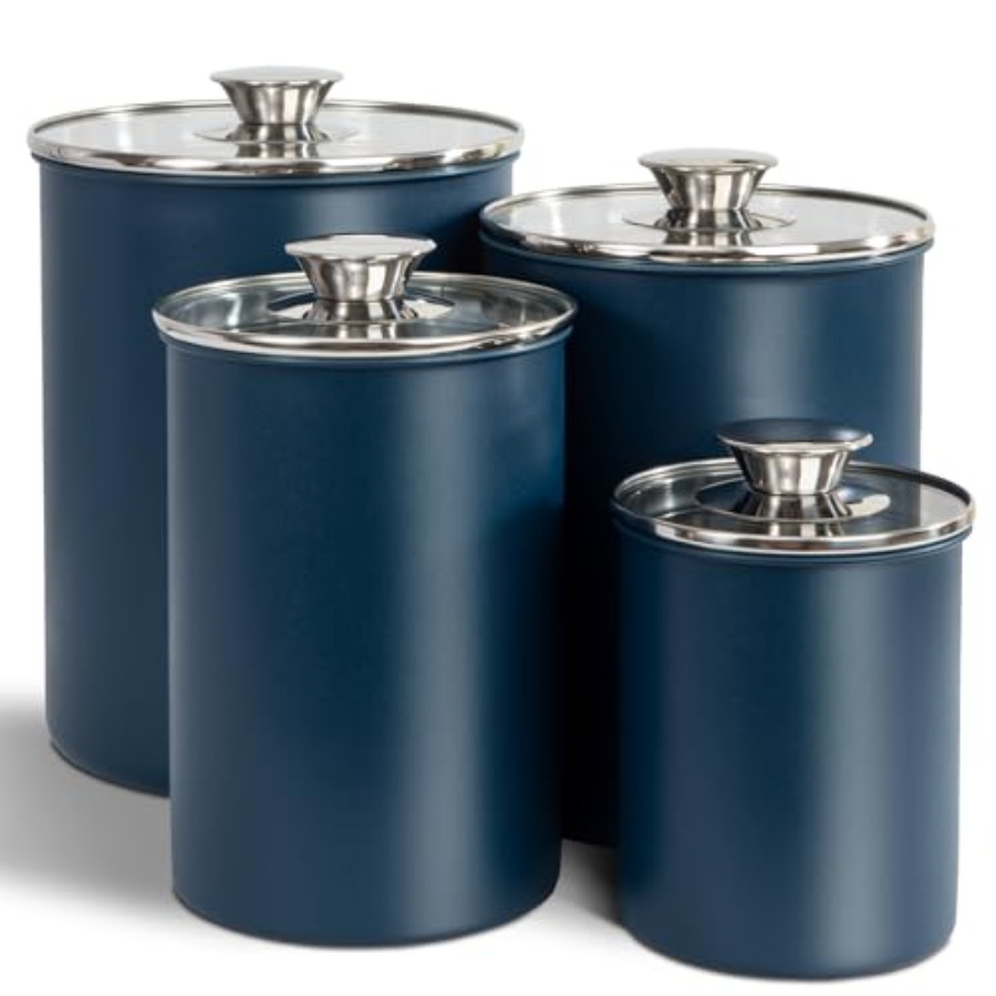 Coffee Tea Sugar Container Set - مجموعة حاويات طعام من الفولاذ المقاوم