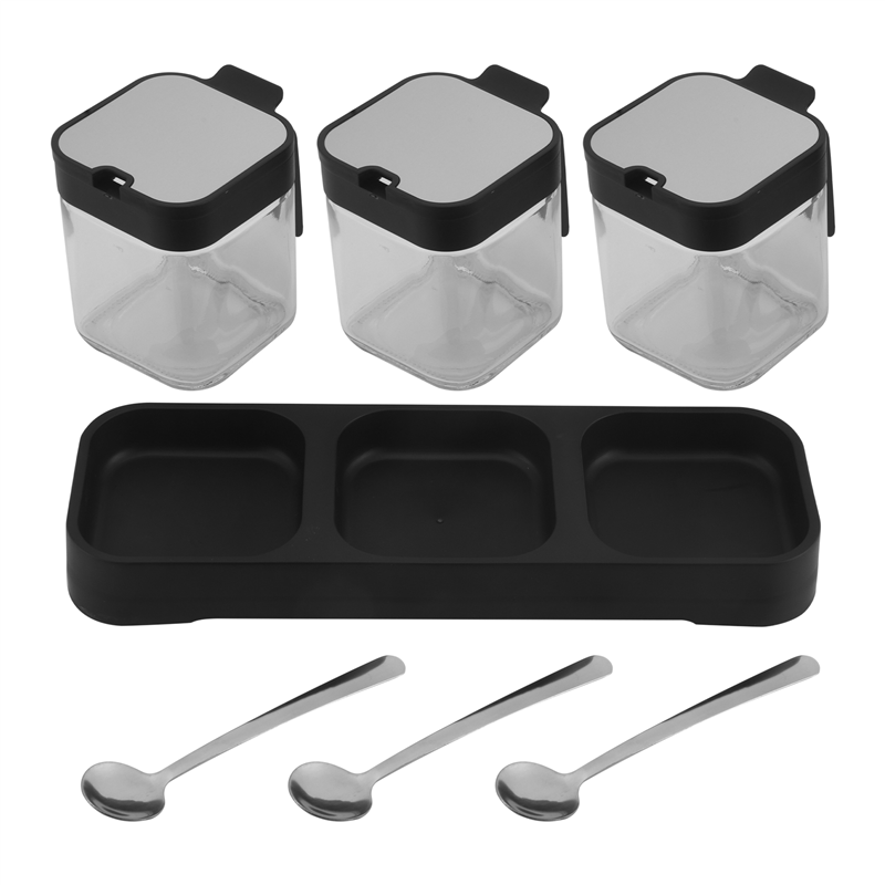 Coffee Tea Sugar Container Set - مجموعة حاويات توابل برطمانات تخزين زجاجية
