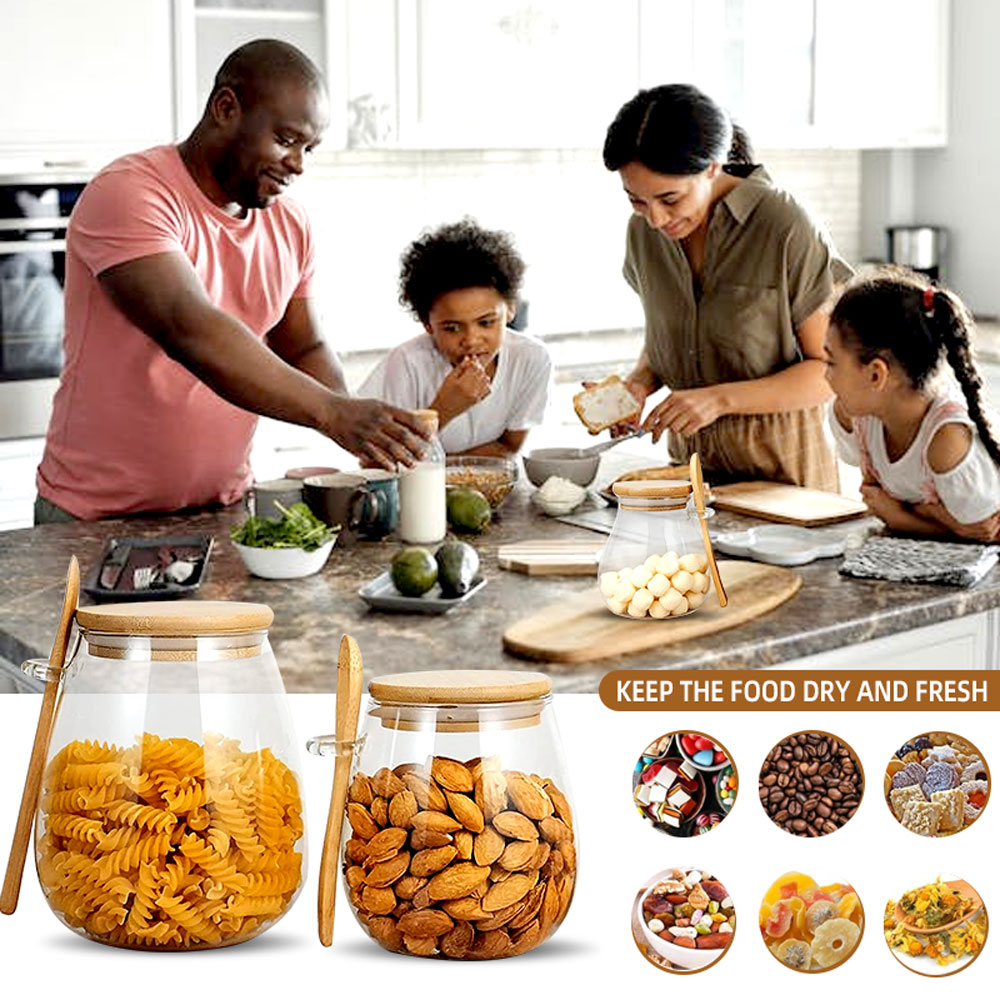 برطمان زجاجي بملعقة وغطاء ، بر - مراجعة Coffee Tea Sugar Container Set وسعره