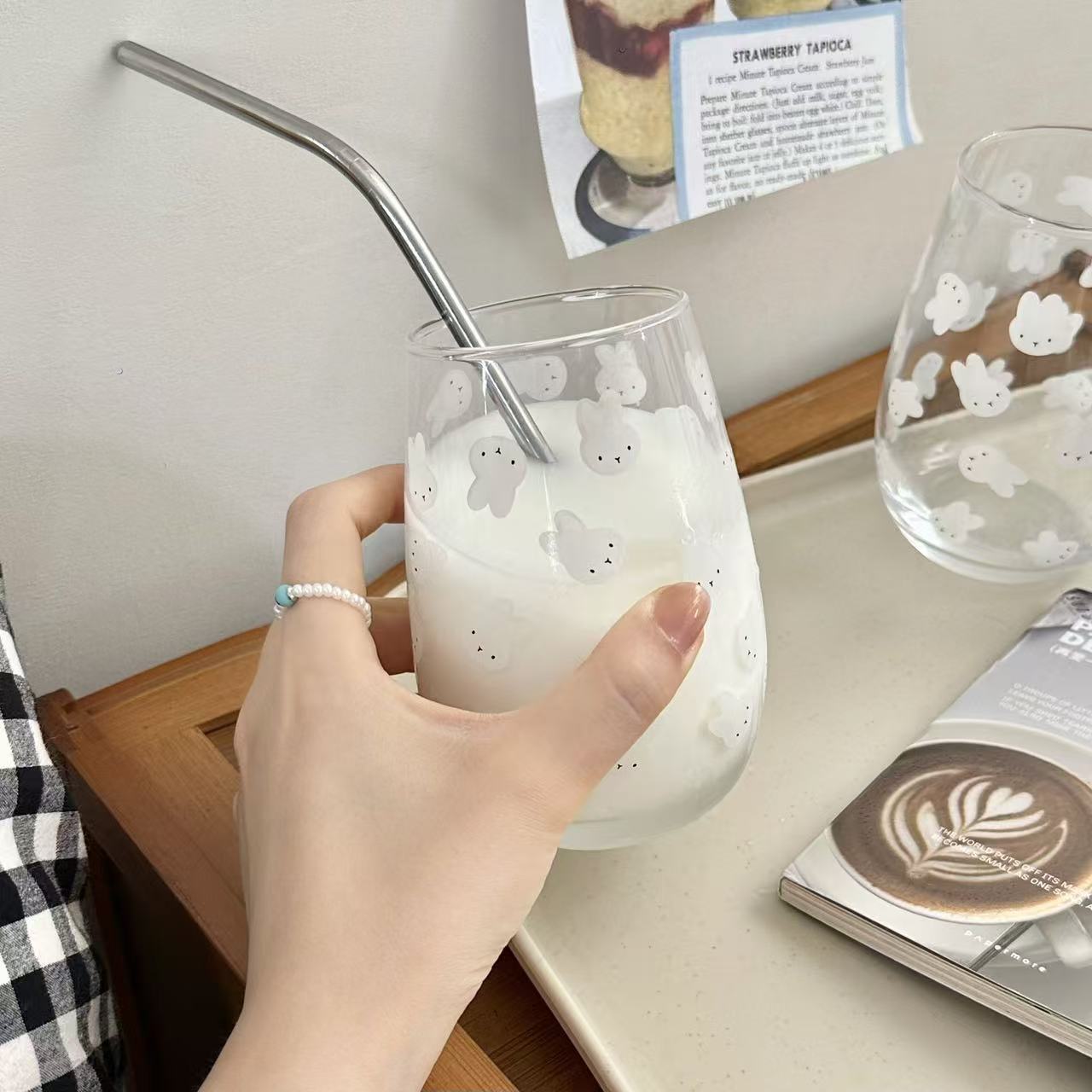 كوب زجاجي مطبوع عليه أرنب ميفي - مراجعة Coffee Tea Cup وسعره