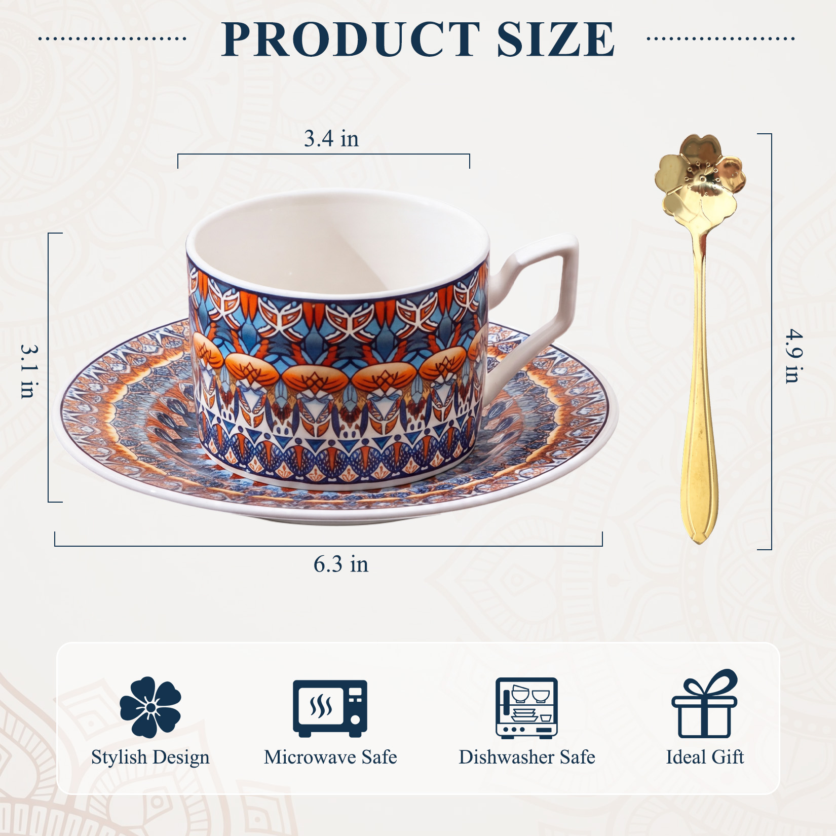 طقم فناجين قهوة سيراميك بوهيمي - مراجعة Coffee Tea Set وسعره