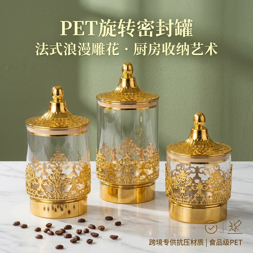علب تخزين شفافة مطلية بالذهب ع - مراجعة Coffee Tea And Sugar Canisters وسعره