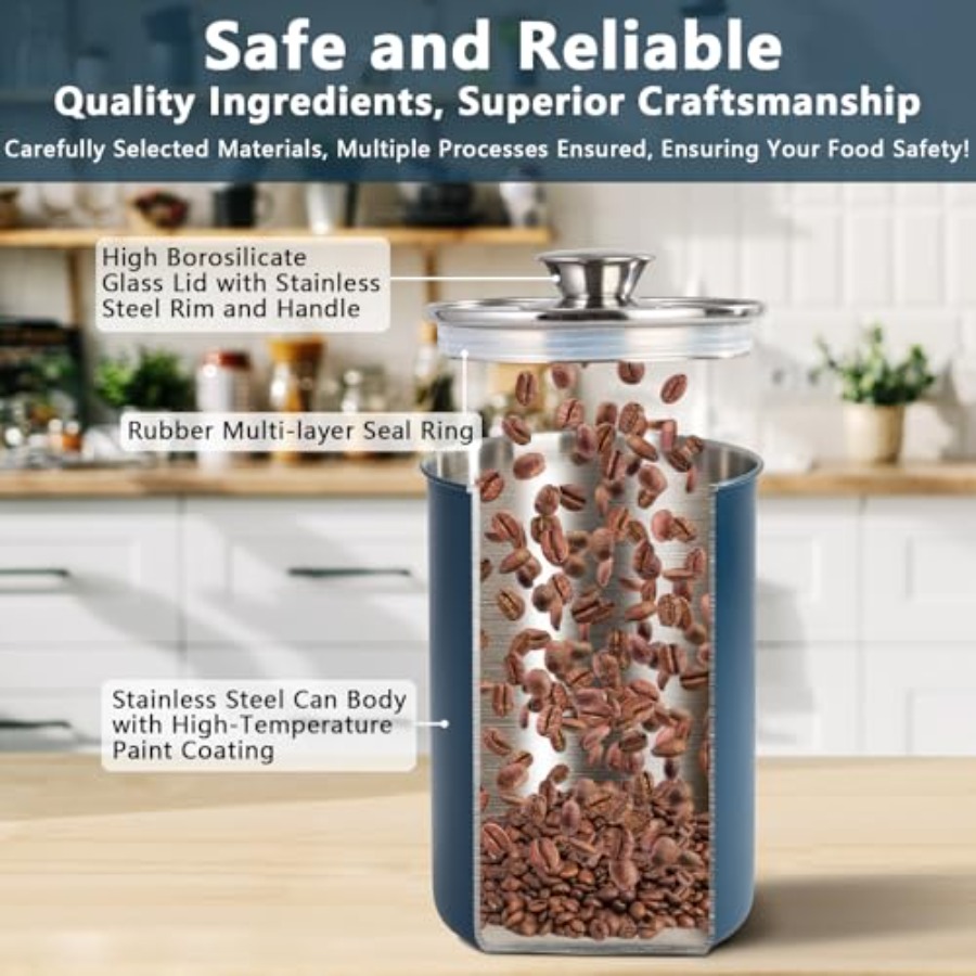 مجموعة حاويات طعام من الفولاذ  - مراجعة Coffee Tea Sugar Container Set وسعره