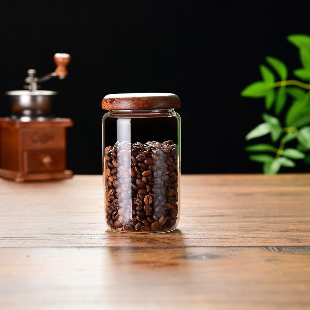 وعاء زجاجي مزخرف بغطاء خشبي من - مراجعة Coffee Tea Sugar Container Set وسعره
