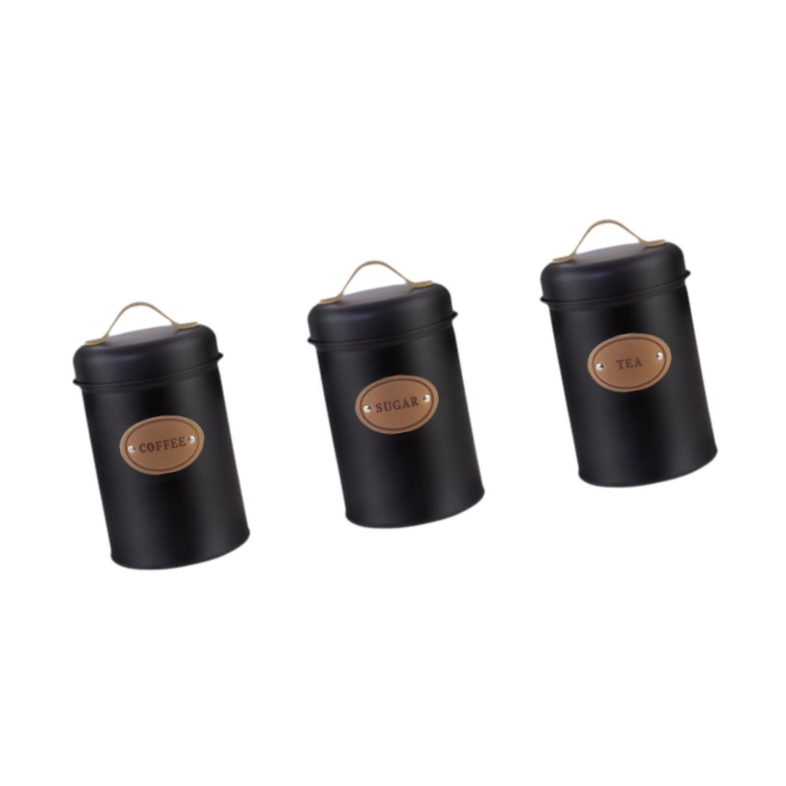 مجموعة علب معدنية للمطبخ بأغطي - مراجعة Coffee Tea Sugar Container Set وسعره