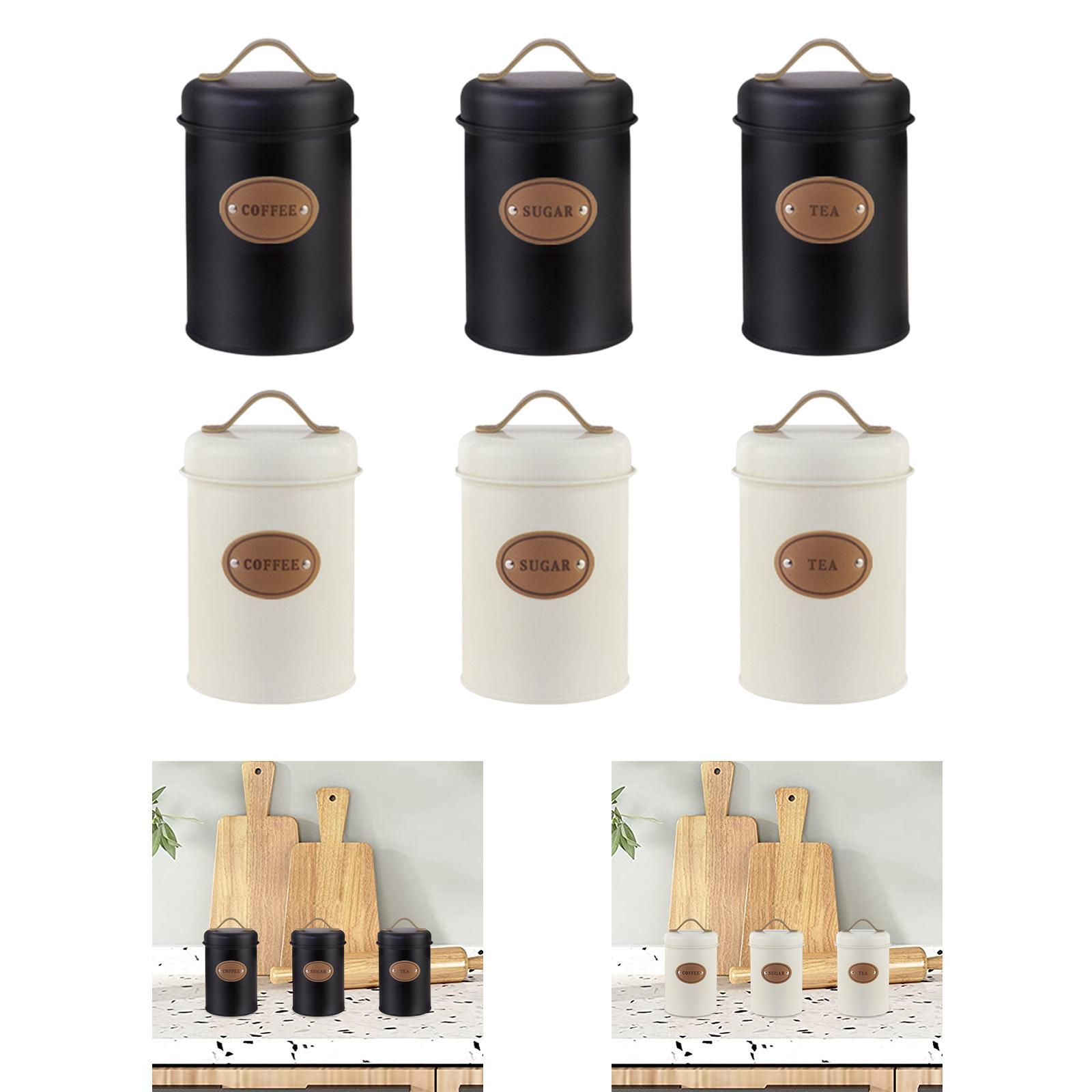 مجموعة علب معدنية للمطبخ بأغطي - مراجعة Coffee Tea Sugar Container Set وسعره